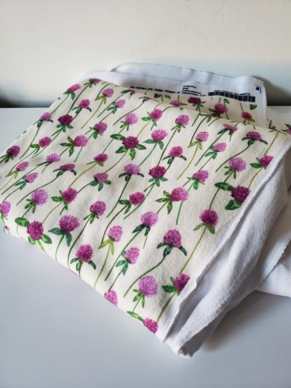 Polartec Fleece Purple Clover Flower 2 Yards Summer Spring Fabric
